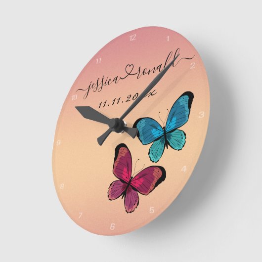 Namen und Datum Hochzeitsgeschenk Personalisierte Runde Wanduhr (Winkel)