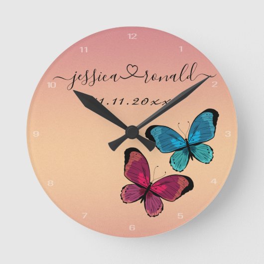 Namen und Datum Hochzeitsgeschenk Personalisierte Runde Wanduhr (Vorderseite)