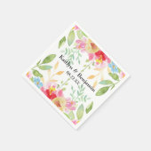 Namen und Datum mit bunten Blume Serviette (Ecke)