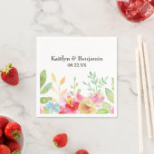 Namen und Datum mit bunten Blume Serviette (Beispiel)