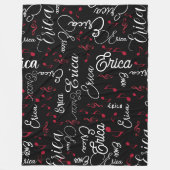 Namen und gespielte Musical-Notizen für alle, schw Fleecedecke (Vorderseite)