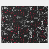 Namen und gespielte Musical-Notizen für alle, schw Fleecedecke (Vorderseite (Horizontal))