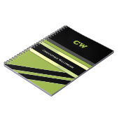 Namen und Initialen der schwarzen grünen Büros hin Notizblock (Linke Seite)