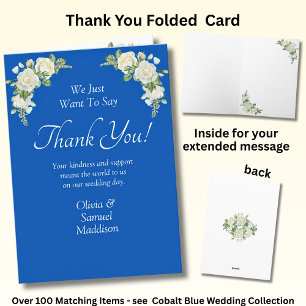 Namen und Meldung auf Cobalt Blue & White Roses Dankeskarte