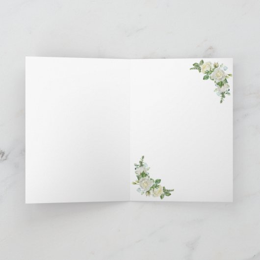 Namen und Meldung auf Cobalt Blue & White Roses Dankeskarte (Innenseite)