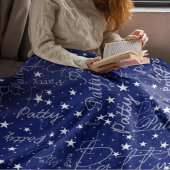 Namen und Sterne überall in Typografie Blau Fleecedecke