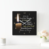 Namen von Jesus, Allmächtiger Lord-Gott, Bräutigam Quadratische Wanduhr (Zuhause)