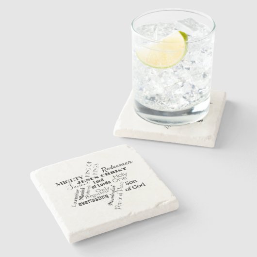 Namen von Jesus B&W Weihnachtsstein Untersetzer (Seitenansicht)