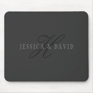 Namen von Paaren & Familienname Monogramm Dunkelgr Mousepad