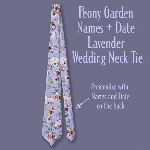 Namen von Peony Garden + Date Lavender Wedding Krawatte