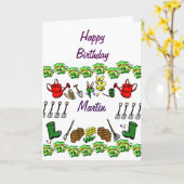 (Namens) im Garten arbeitengrußkarte alles Gute Karte (Gelbe Blume)