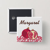 NamensAbzeichen der roten Granatapfelsamen Button (Vorne & Hinten)