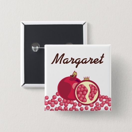 NamensAbzeichen der roten Granatapfelsamen Button (Vorne & Hinten)