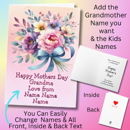 Namensänderung glückliche Mütter Tag Oma Blue Ribb Karte
