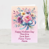 Namensänderung glückliche Mütter Tag Oma Blue Ribb Karte (Vorderseite)