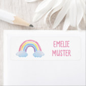 Namensaufkleber eckig  Aquarell Regenbogen Wolken  (Insitu)