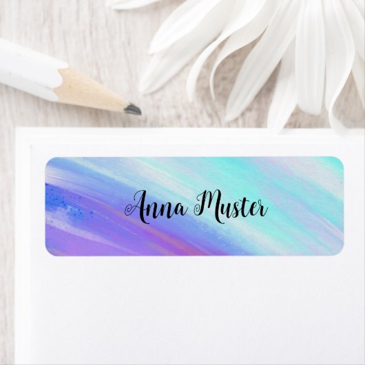 Namensaufkleber - eckig Farbverlauf - lila türkis (Insitu)