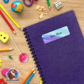 Namensaufkleber - eckig Farbverlauf - lila türkis