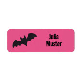 Namensaufkleber eckig - Fledermaus pink schwarz (Vorne)