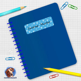 Namensaufkleber eckig - Herzchen blau