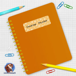 Namensaufkleber eckig - Herzchen gelb