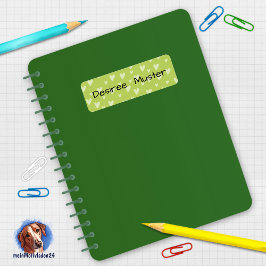 Namensaufkleber eckig - Herzchen grün