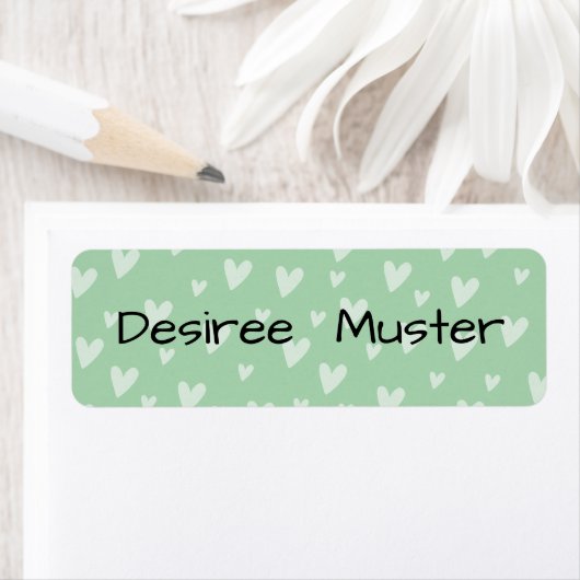 Namensaufkleber eckig - Herzchen mint grün (Insitu)