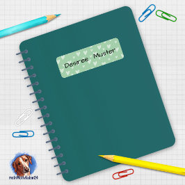 Namensaufkleber eckig - Herzchen mint grün