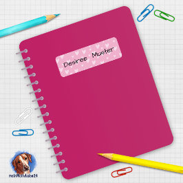 Namensaufkleber eckig - Herzchen rosa