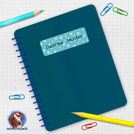 Namensaufkleber eckig - Herzchen türkis blau