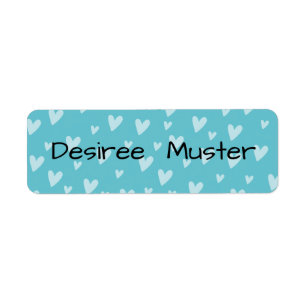 Namensaufkleber eckig - Herzchen türkis blau