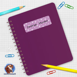 Namensaufkleber eckig - Herzchen violett