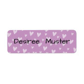 Namensaufkleber eckig - Herzchen violett (Vorne)