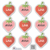 Namensaufkleber Erdbeere | 9 Kontur - Aufkleber (Vorderseite)