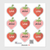 Namensaufkleber Erdbeere | 9 Kontur - Aufkleber (Blatt)