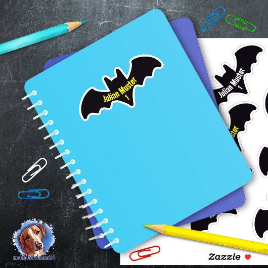 Namensaufkleber Fledermaus | 9 Kontur - Aufkleber