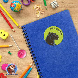 Namensaufkleber grün - Schwarzer Panther   Runder Aufkleber