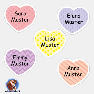 Namensaufkleber Kleine Herzen 2   Form - Aufkleber