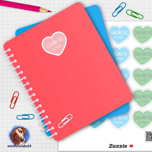 Namensaufkleber Kleine Herzen | Form - Aufkleber