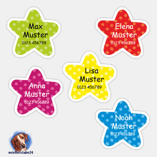 Namensaufkleber Kleine Sterne   Form - Aufkleber