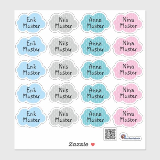 Namensaufkleber Kleine Wolken | Form - Aufkleber (Blatt)