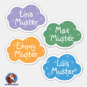 Namensaufkleber Kleine Wolken Schneestern | Form - Aufkleber