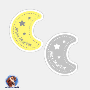 Namensaufkleber Kleiner Mond   24 Form - Aufkleber