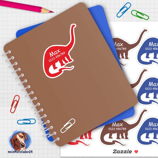 Namensaufkleber Langhals Dino 2 | Form - Aufkleber