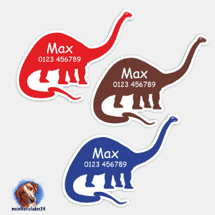 Namensaufkleber Langhals Dino 2 Form - Aufkleber
