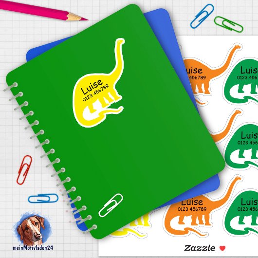 Namensaufkleber Langhals Dino 4 | Form - Aufkleber