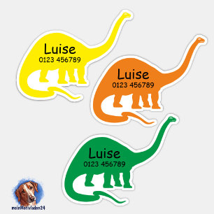 Namensaufkleber Langhals Dino 4 Form - Aufkleber