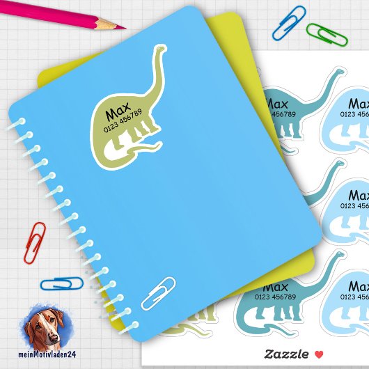 Namensaufkleber Langhals Dino | Kontur - Aufkleber