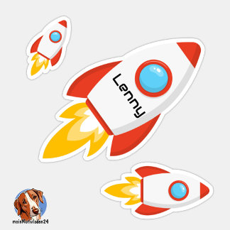Namensaufkleber Rakete | Form - Aufkleber
