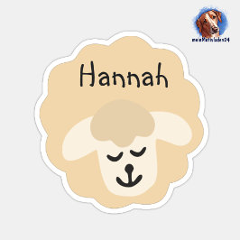 Namensaufkleber Schäfchen - beige | 9 Form -  Aufkleber